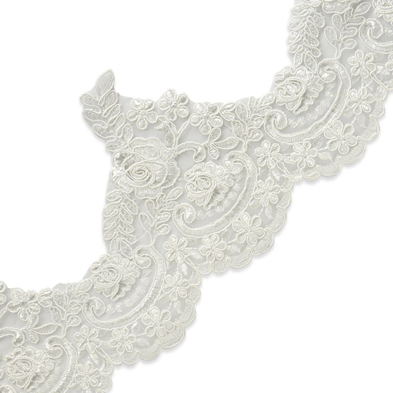5 yards of Kerri 5 3/4" Polyester Embroidered Lace Trim | 5 yard cut
